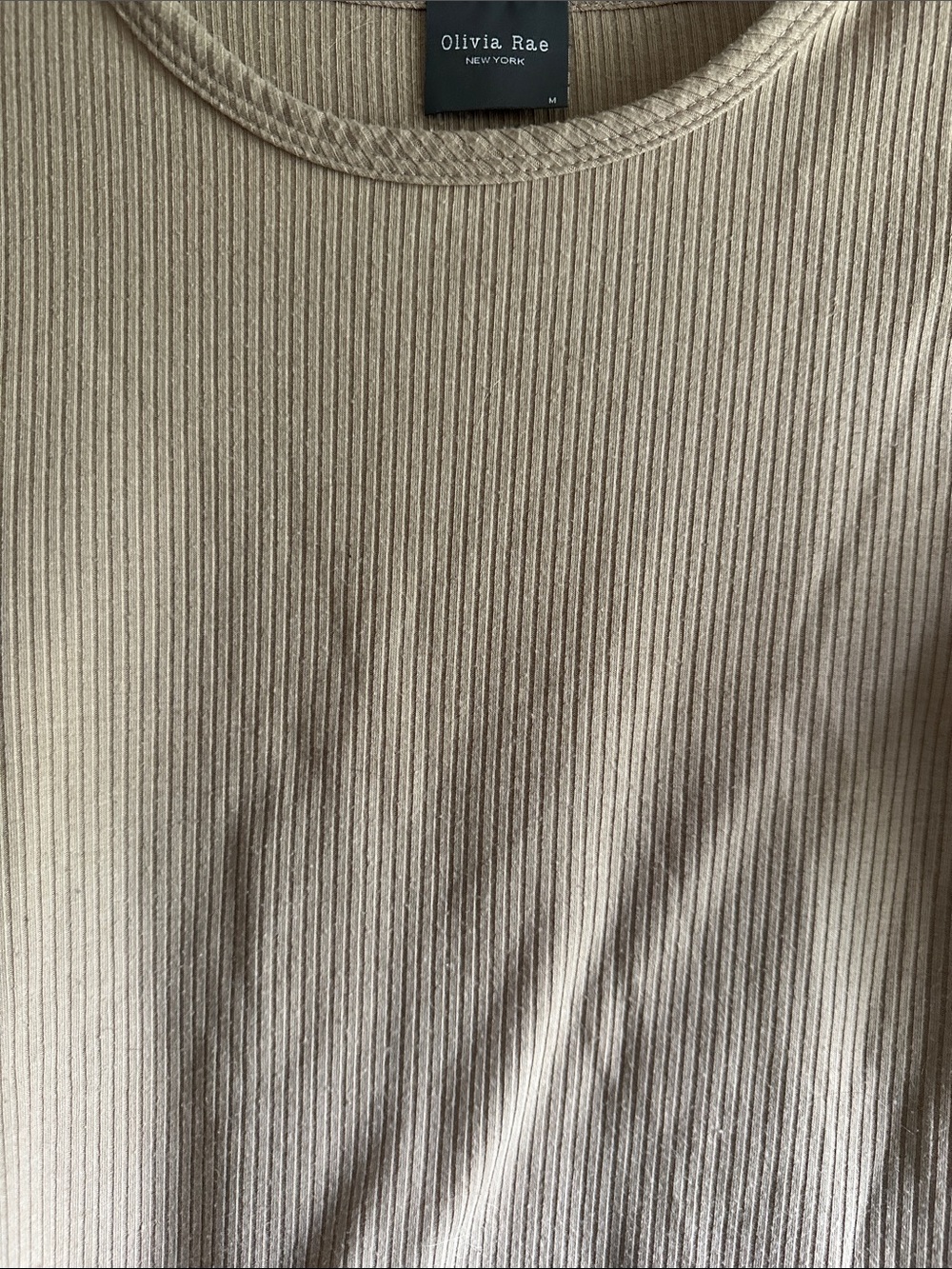 Olivia Rae Neutral Ribbed Long-Sleeve Crop Top - Picture 6 of 6